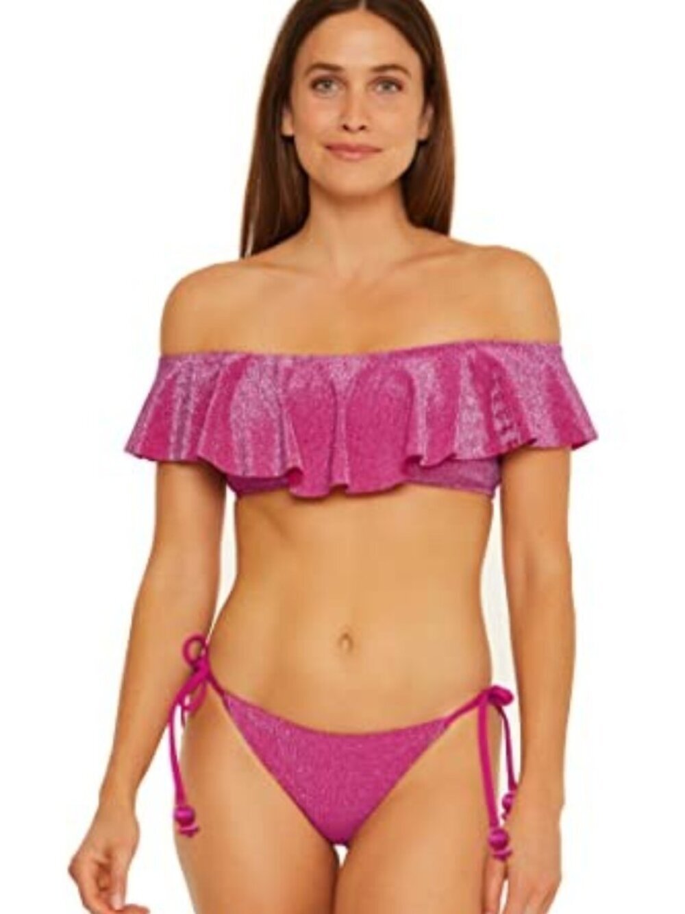 NWT Trina Turk Women's Standard Cosmos Ruffle Off Shoulder Bandeau Bikini Top-